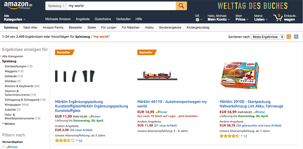 Bild Märklin my World auf Amazon